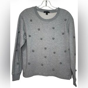 J. Crew Gray Pom Pom  Crew Neck Sweatshirt Medium